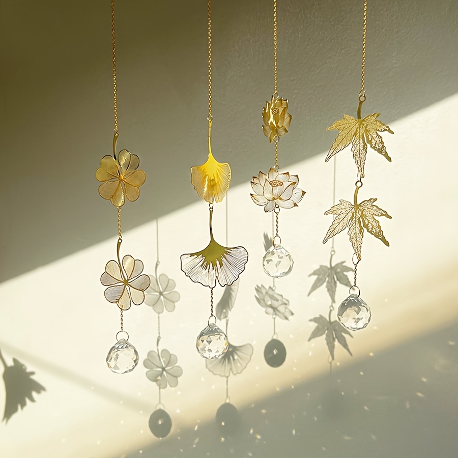 Crystal Ball Pendant with Lotus and Four-Leaf Clover